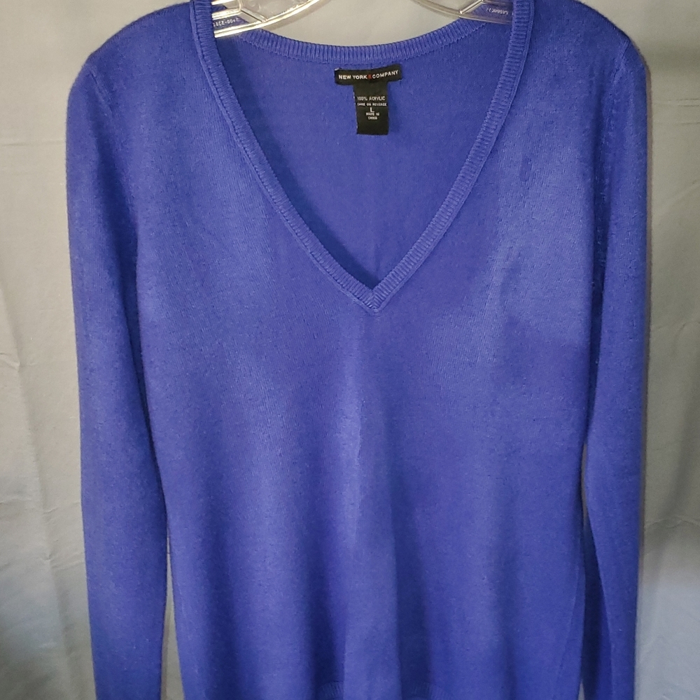 New York and Company Blue V-Neck Sweater